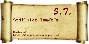 Stánicz Tamás névjegykártya